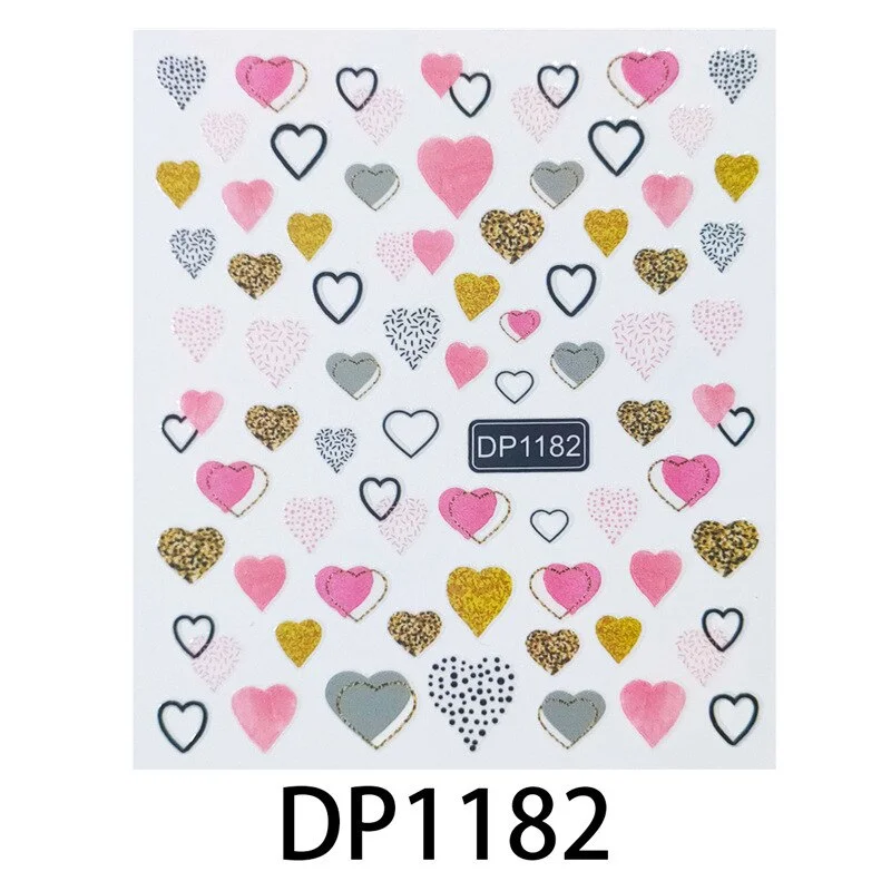 Nail Stickers Back Glue Black Color Leopard Gradient Cartoon Love Heart Designs Nail Decal Decoration Tips For Beauty Salons-Nail Inspo