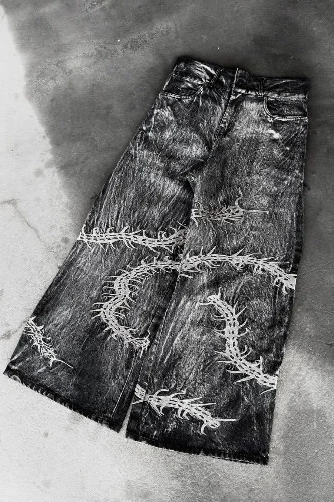 Harajuku Gothic Centipede Embroidery Pants