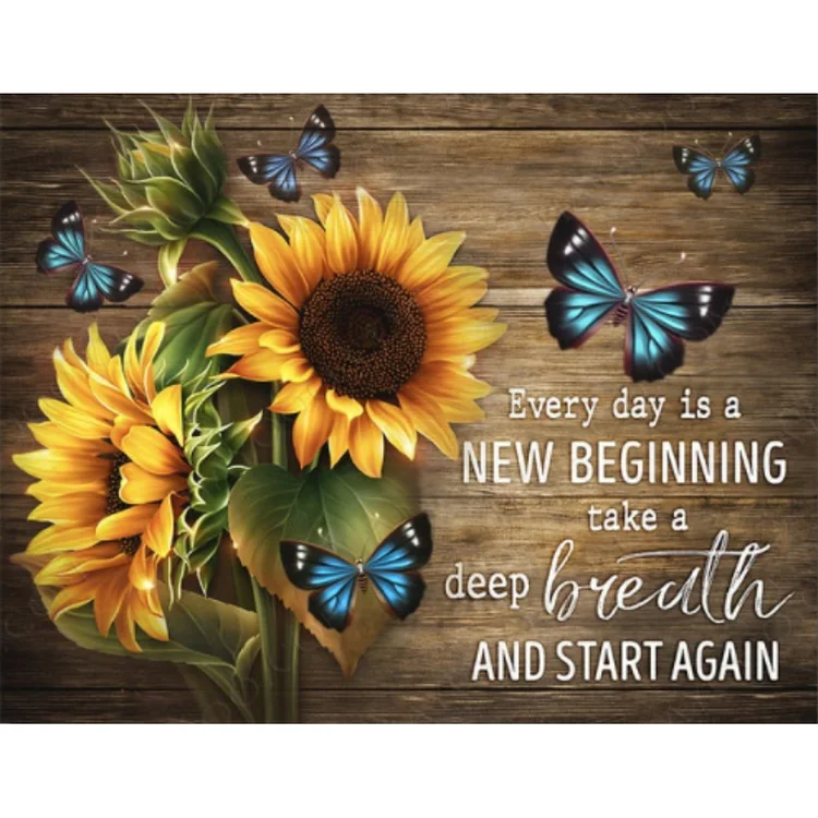 5D DIY Diamond Painting | - Full Drill Square Diamond Painting Sunflower Butterfly(40*50CM)