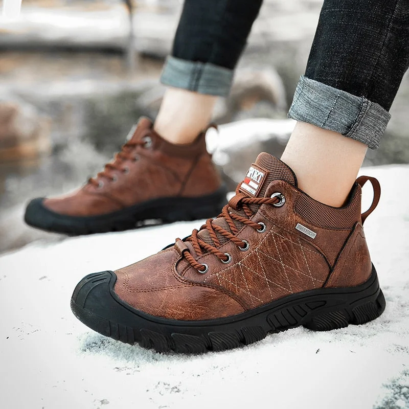 Nine o'clock Outdoor Men Plush Boots Fashion Winter Warm Lined Male Shoes Casual All-match Botas De Hombre Quality Large Size