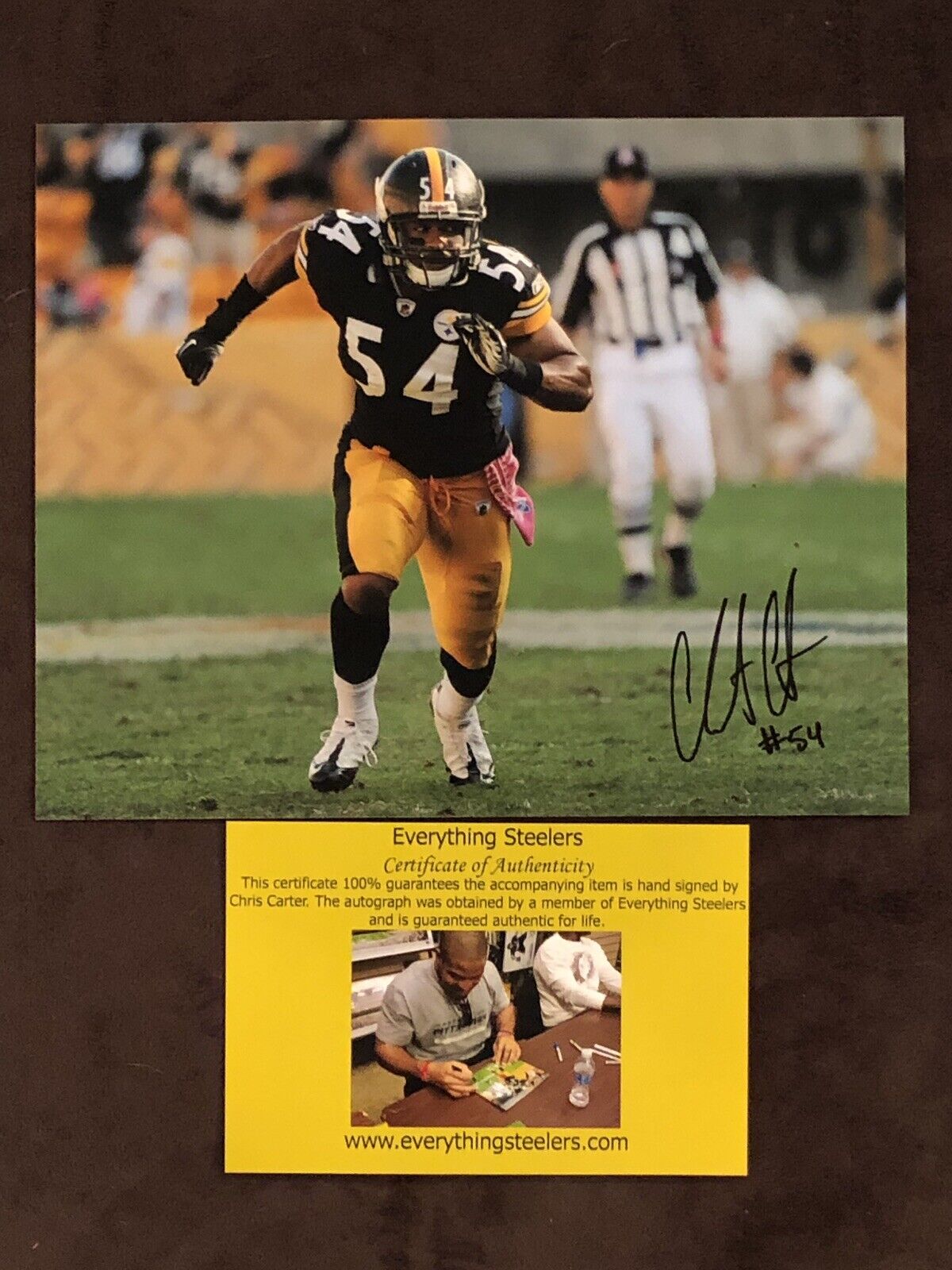 Chris Carter AUTOGRAPH PITTSBURGH STEELERS Legend Signed 8x10 Photo Poster painting