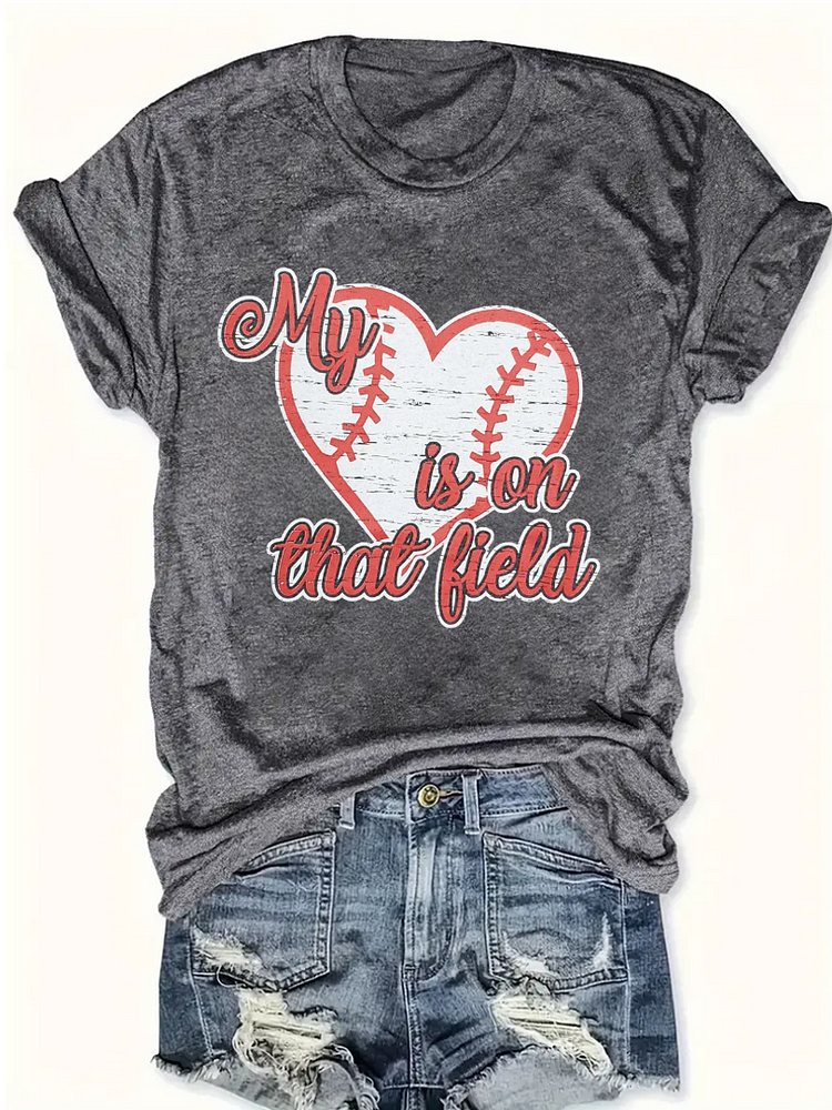 AL™ My Heart is on that Field Baseball T-shirt Tee-Annaletters