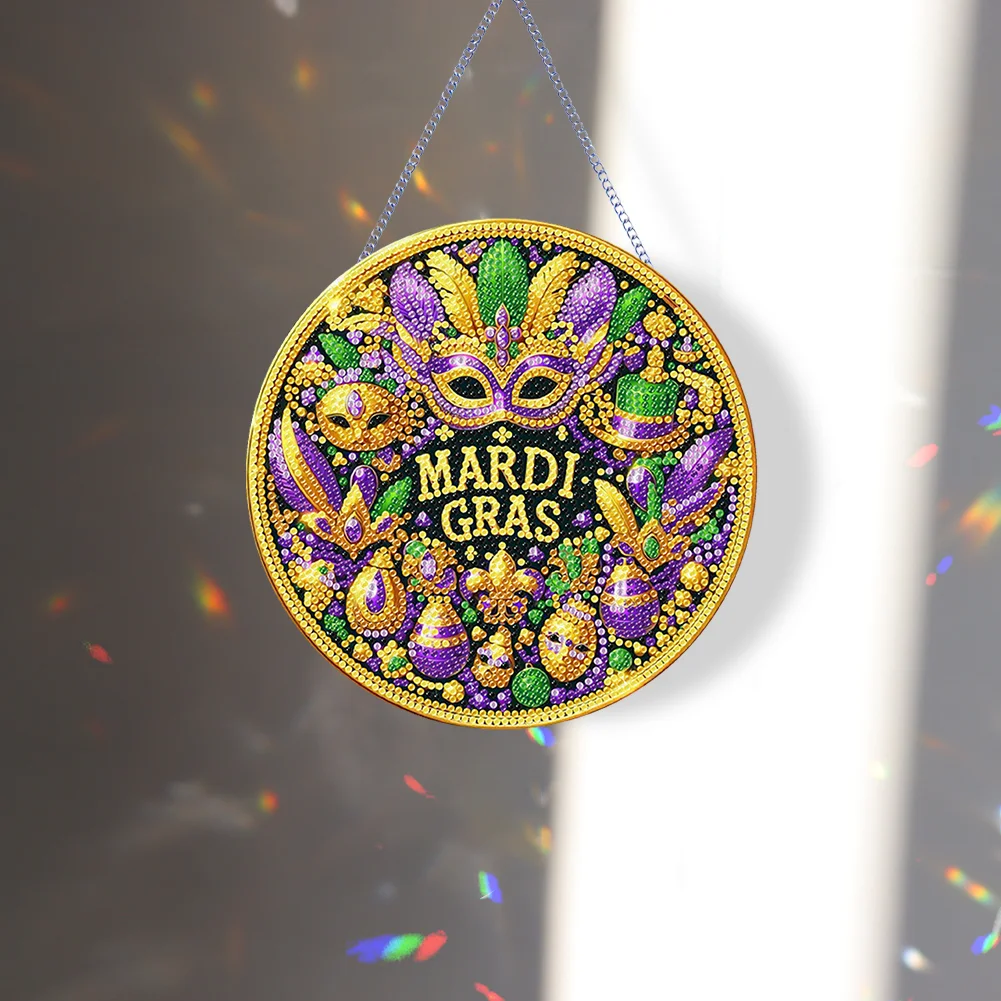 DIY St Patrick Mask Acrylic Wreath Diamond Painting Hanging Pendant Wall Decor