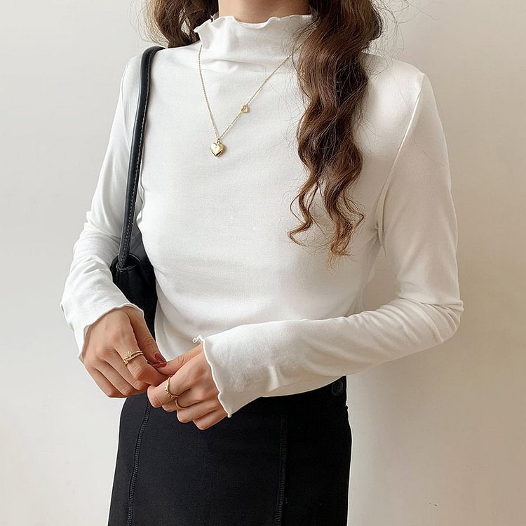 Solid Sheath Long Sleeve Shirts & Tops