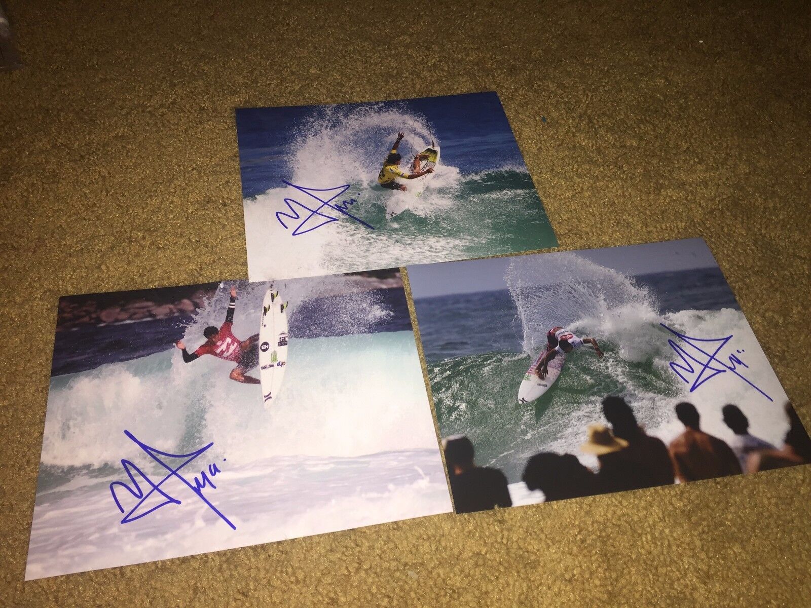 MIGUEL PUPO SIGNED AUTOGRAPHED (3) 8X10 Photo Poster paintingGRAPH LOT SURF SURFING BRAZIL WSP