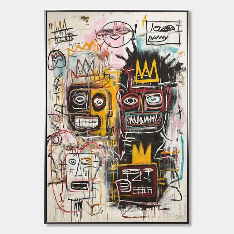 CROWNED FIGURES: Graffiti-Style Portrait Oil Painting（Canvas painting）
