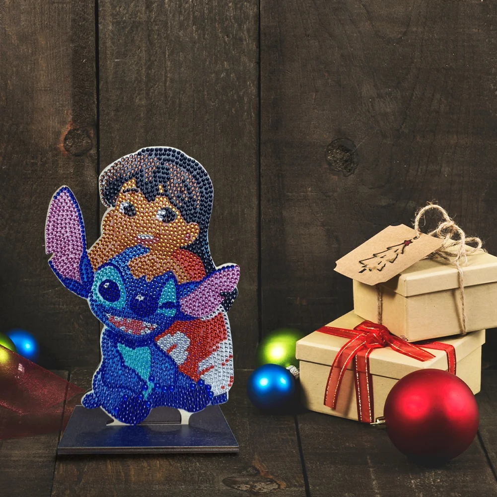 DIY Stitch Table Ornament Art Crafts Wooden Single Sided Home Decoration