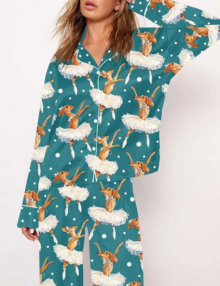 Women's Dachshund Ballet Art Pajama Set