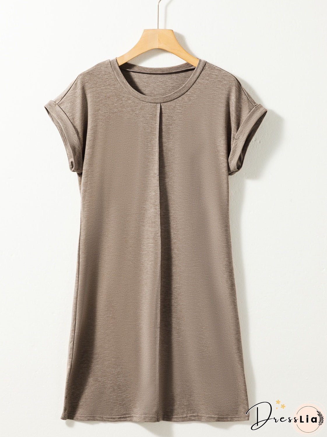 Exposed Seam Round Neck Mini Dress