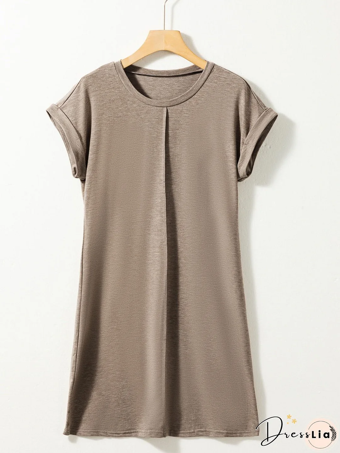 Exposed Seam Round Neck Mini Dress