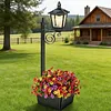 2 In 1 Outdoor Flower Pots Light with Planter Solar Lamp Post Light Freestanding Planters Lamp IP54 Waterproof Decorative Solar Lamp for Terrace Front Pedestrian Hall Decor