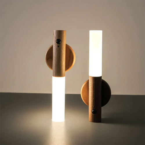  Rotatable Wooden LED Wall Lamp - Magnetic Detachable & Stepless Dimming Rechargeable Wall Light