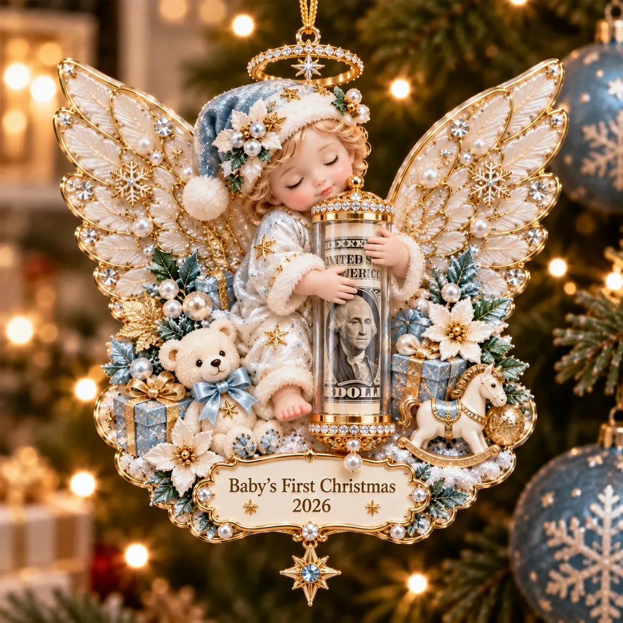 Baby's First Christmas Angel Cash Holder Ornament