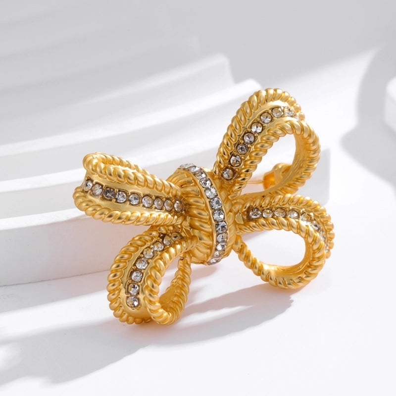 IG Style Shiny Flower Bow Knot Alloy Inlay Rhinestones Pearl Unisex Brooches