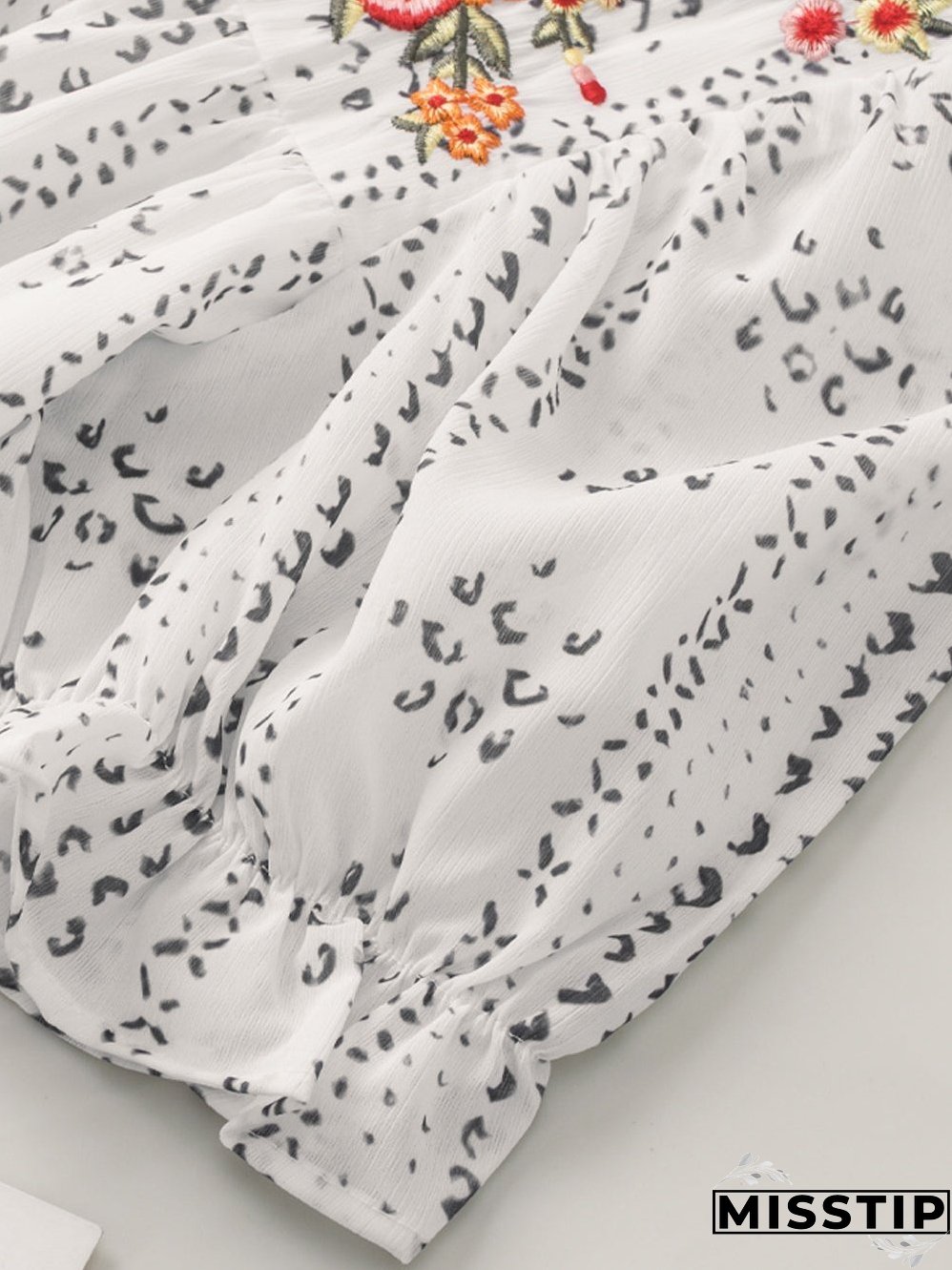 White Floral Embroidered Lightweight Summer Blouse