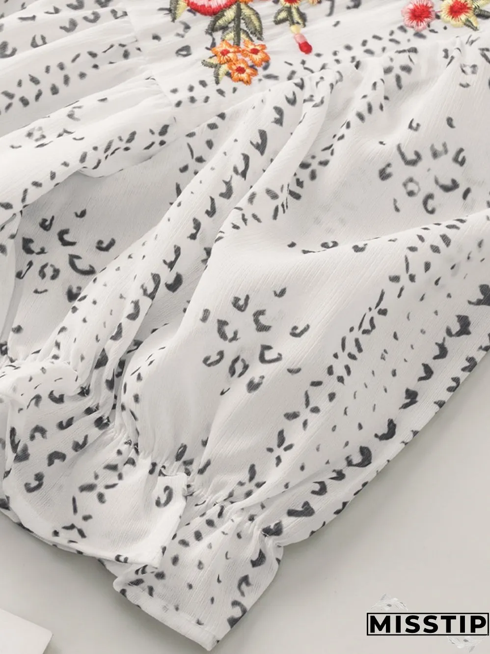 White Floral Embroidered Lightweight Summer Blouse