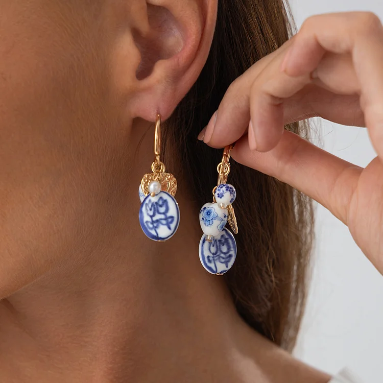  Blue and White Earrings
