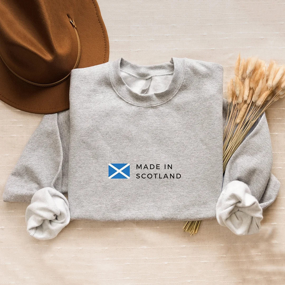 Made In Scotland Flag Print Crew Neck Casual Sweatshirt