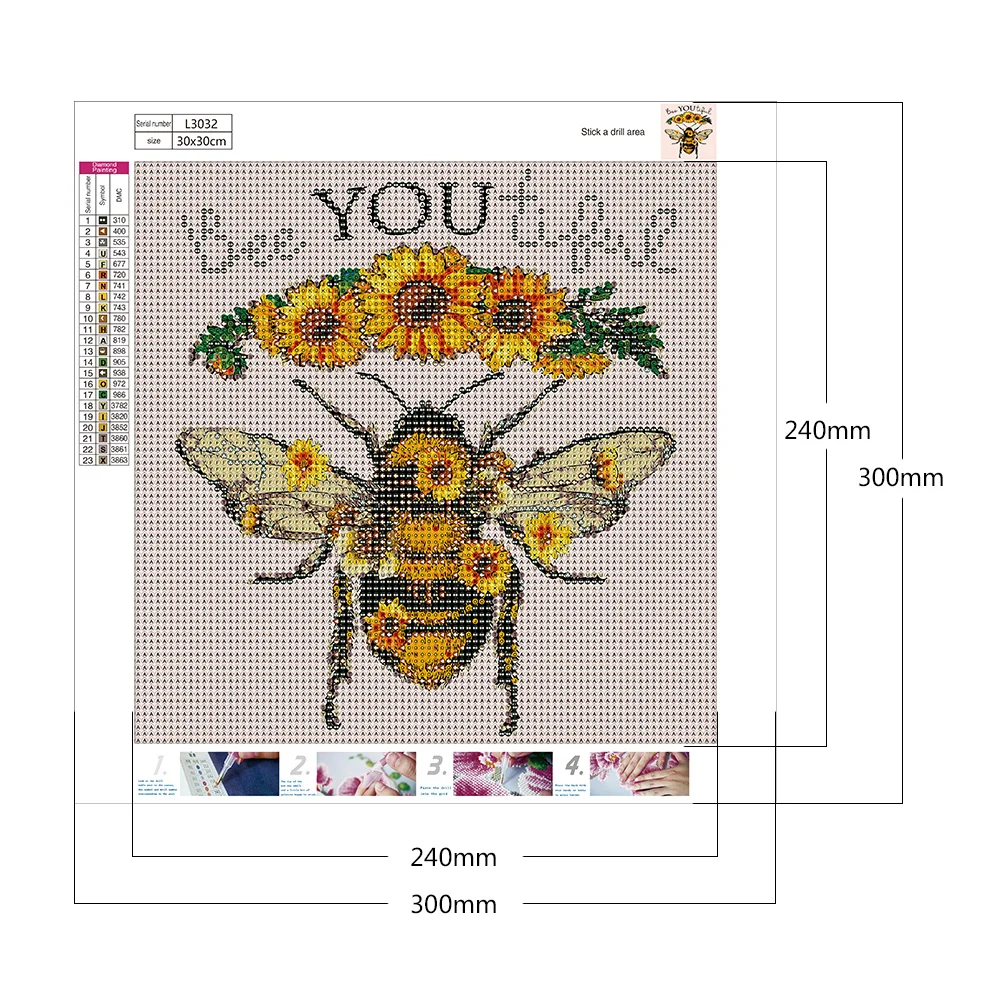 Full Round Diamond Painting 30*30cm - Bee