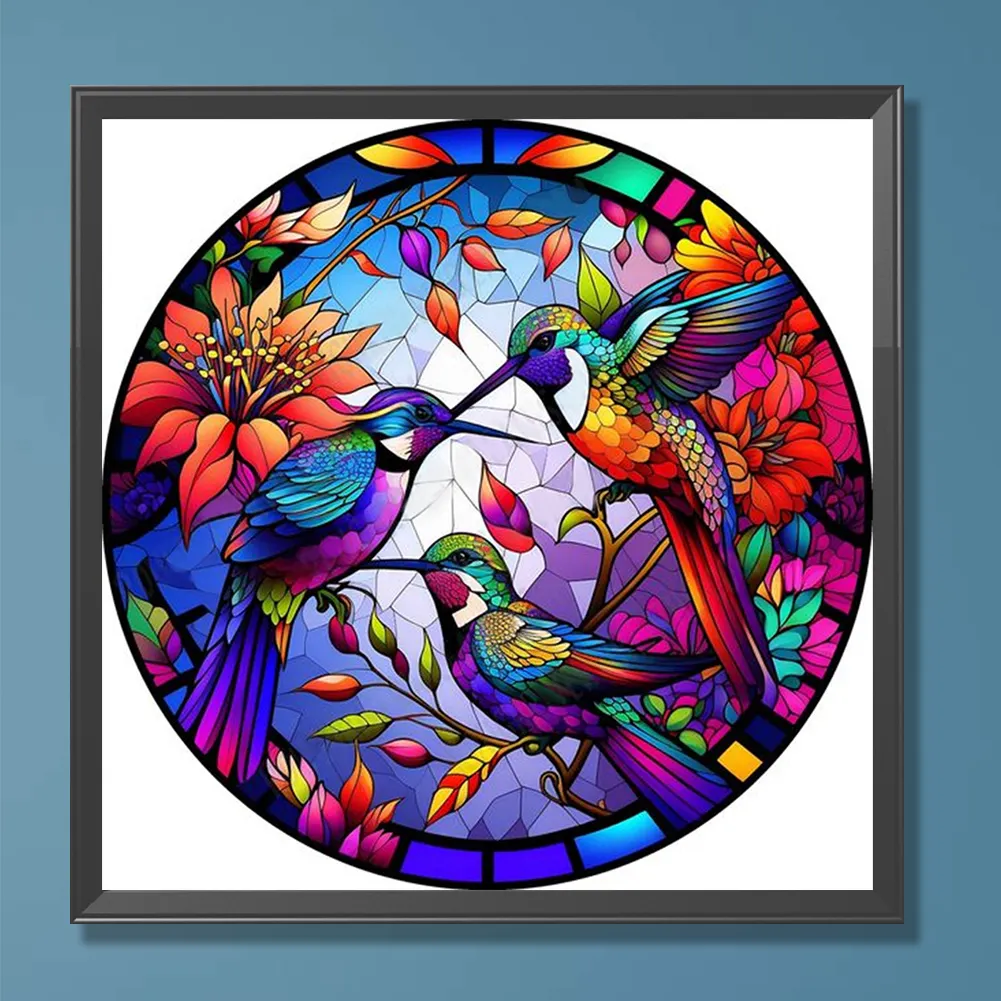 Diamond Painting - Full Round Drill - Stained Glass Birds(Canvas|30*30cm)