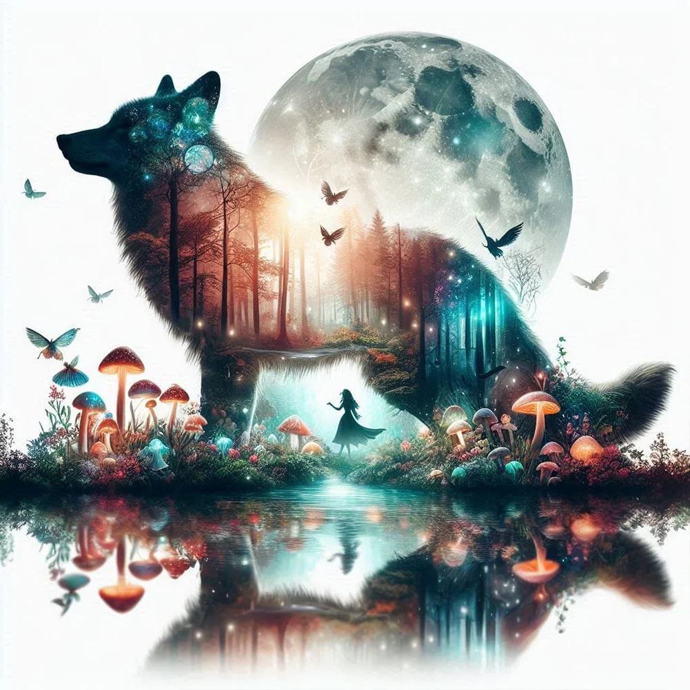 Diamond Painting - Full Square Drill - Wolf Silhouettes(Canvas|45*45cm)