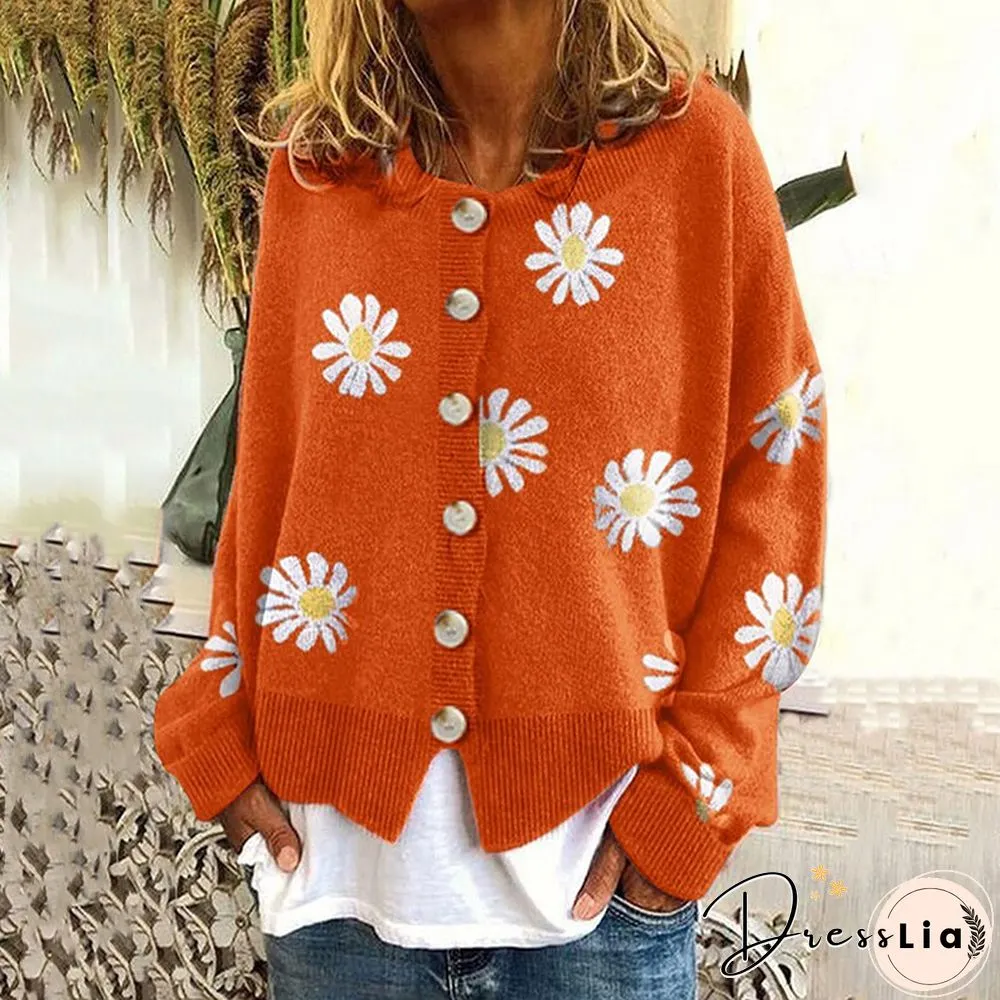 Autumn Winter Casual Knitted Outerwear Women Elegant Single-bleached Straight Sweater