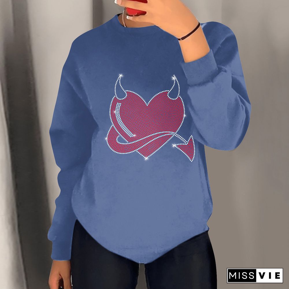 Warm Sweatshirts Hot Drilling Long Sleeve Tops