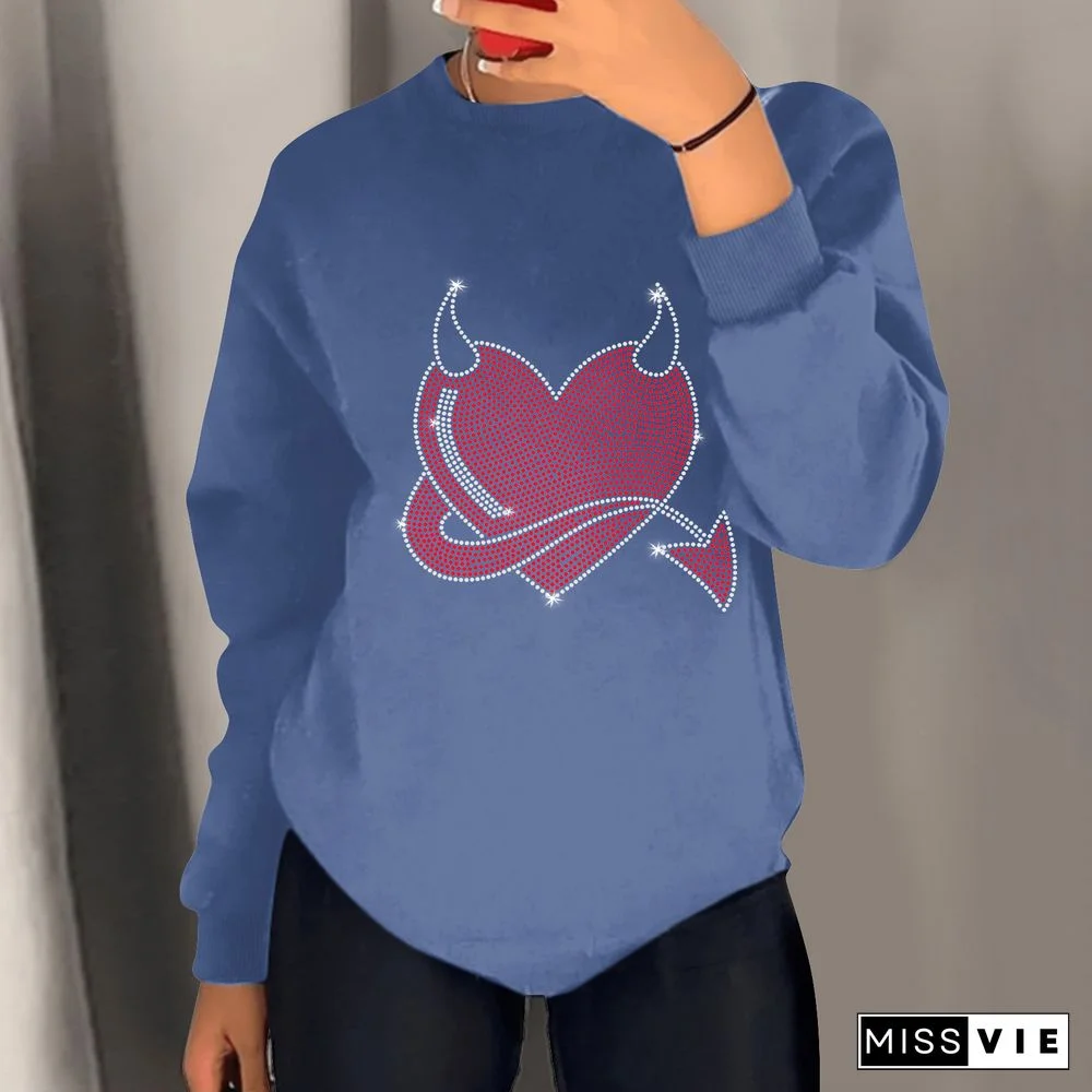 Warm Sweatshirts Hot Drilling Long Sleeve Tops