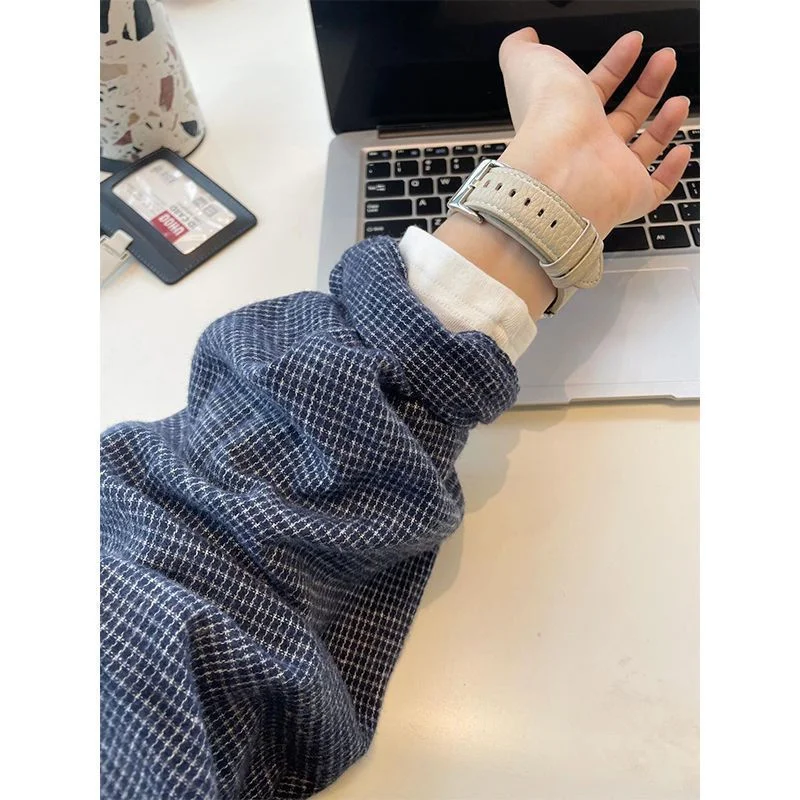 Athvotar Athvotar Lattice Grinding Hair This Shirt Jacket Woman 2025 Spring And Autumn Lazy Wind Loose Feeling Loose Bottom Long-Sleeved Shirt