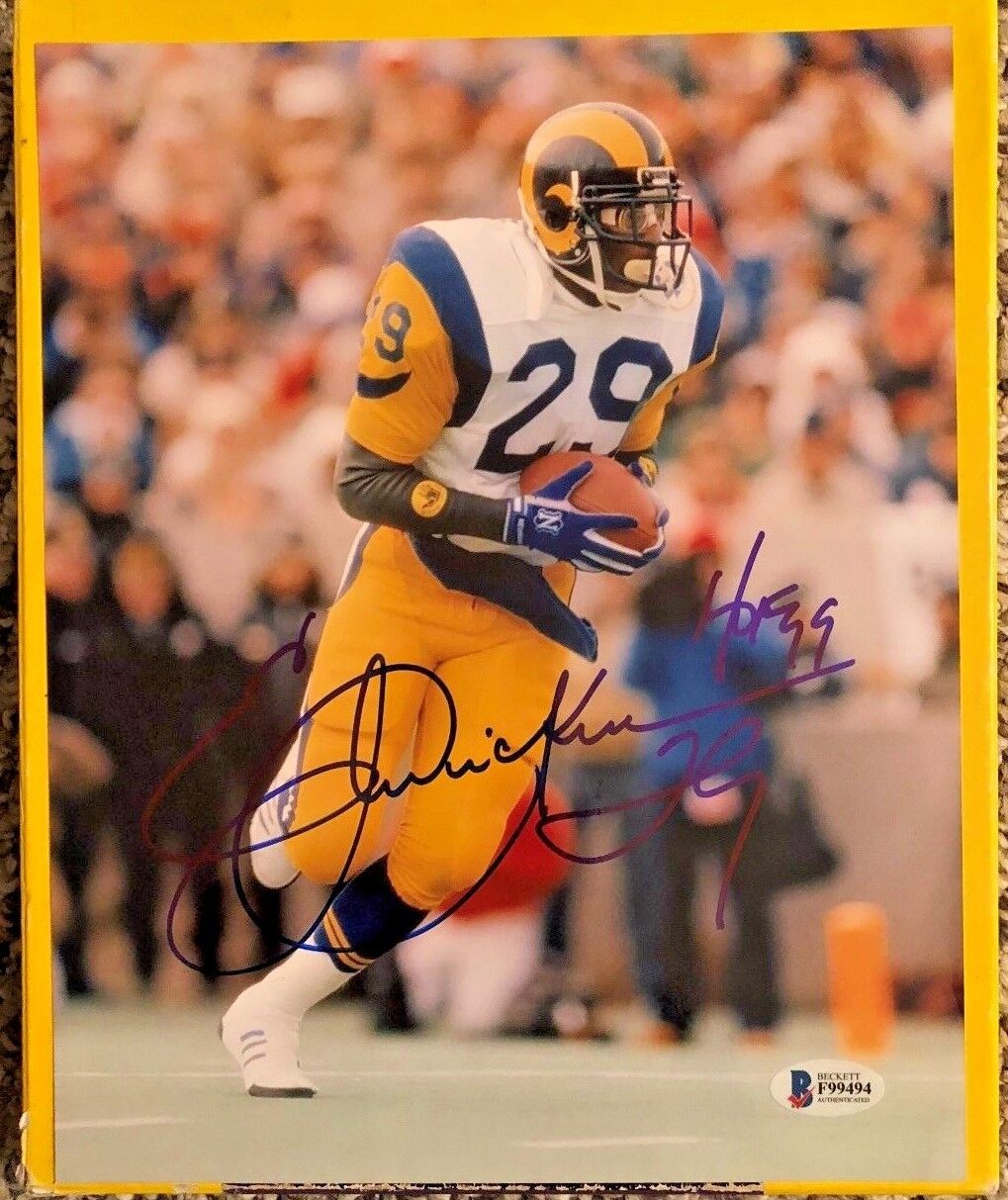 ERIC DICKERSON SIGNED 8X10 LOS ANGELES RAMS Photo Poster painting BECKETT CERTIFIED