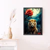 Diamond Painting-DIY Full Round Drill Night Lion Red Rose(40*60M)