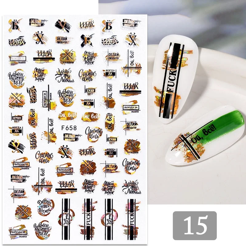 1 Sheet 3D Butterfly Nail Sticker Black Lines Flower Colorful Nail Transfer Foil Sliders Leaf Tree Summer Nail Art Decoration-Nail Inspo