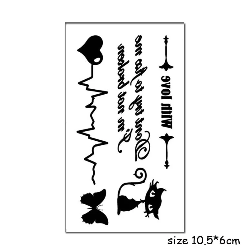 Temporary Tattoo Stickers Sexy Cross English Alphabet Line Fake Tatto Waterproof Tatoo Hand Leg Belly Small Size for Women Men