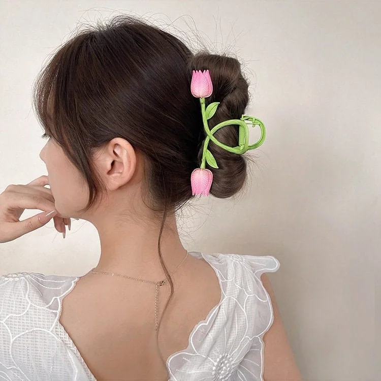 Charming Handmade Colorful Tulip Chignon Claw Clip Hair Clip