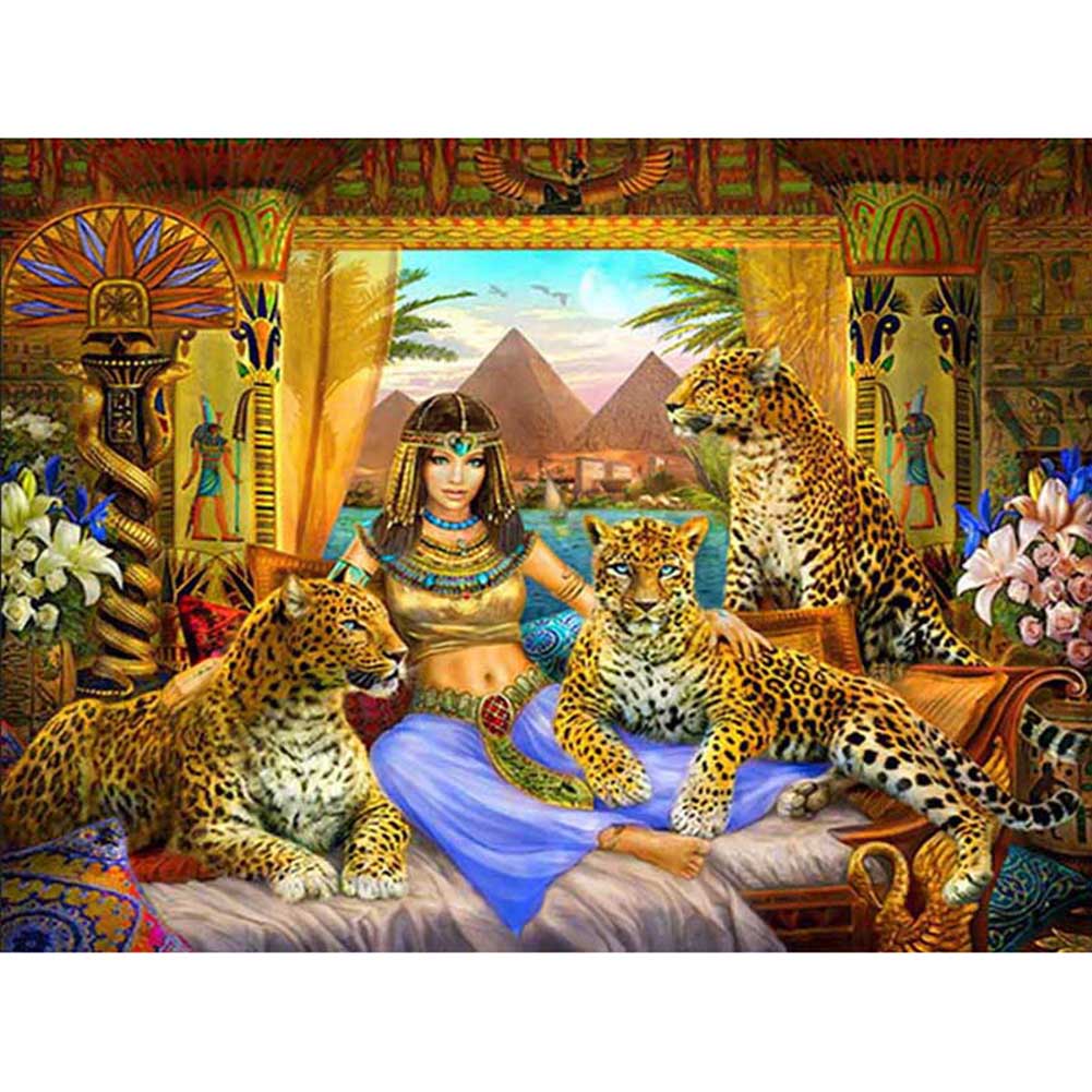 

40*30CM - Square Drill Diamond Painting - Girl and Tiger, 501 Original