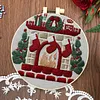 Christmas 11CT DIY Embroidery Needlepoint 25x25cm Holiday Craft Starter Set with Hoop and Scissors