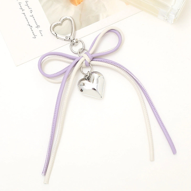 Sweet Heart Shape Bow Knot Pu Leather Zinc Alloy Keychain