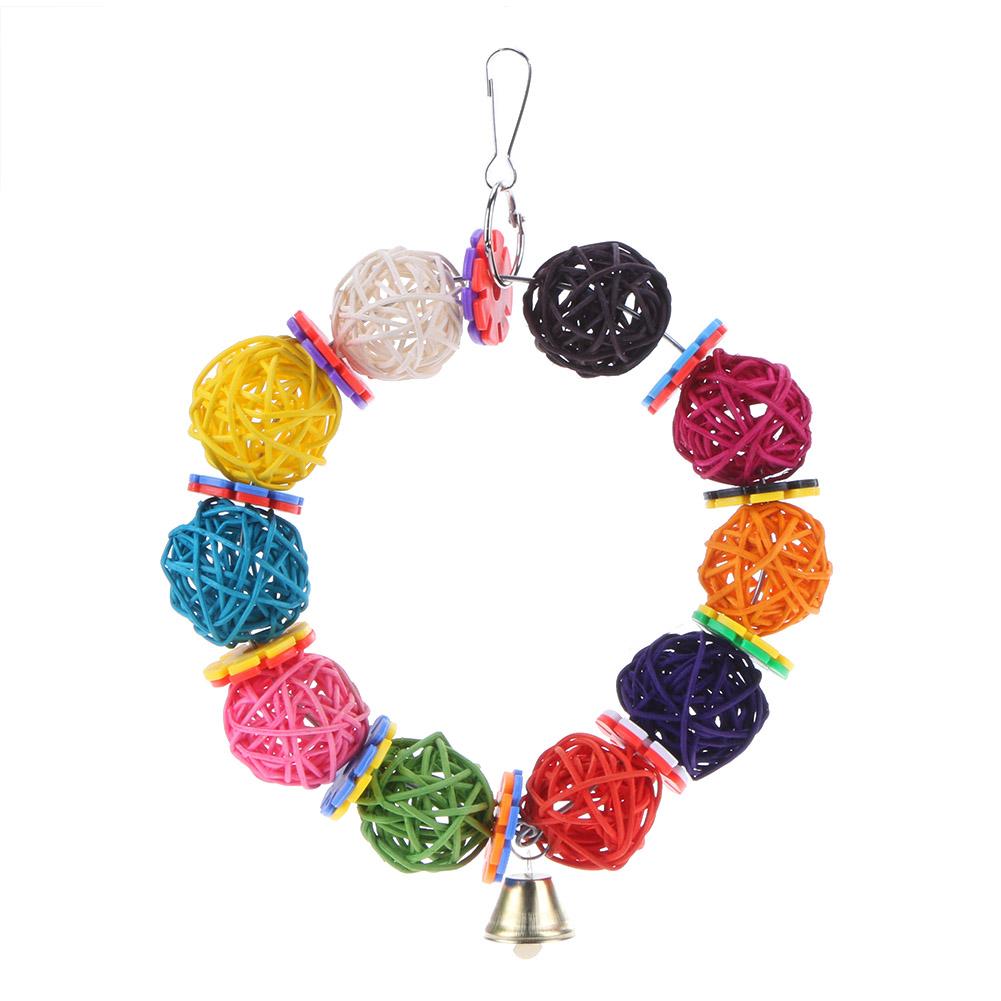 

Colorful Parrot Toys Vine Balls with Bell Climb Chew Hanging Decor Bird Toy, 501 Original