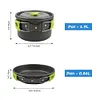Camping Cookware Mess Kit Serves for 2-3 Person for Hiking Picnic (Green)