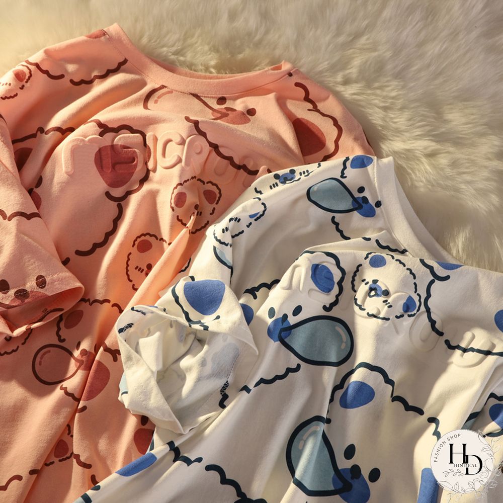 Unisex American Hiphop Bear Short Sleeve T-Shirt