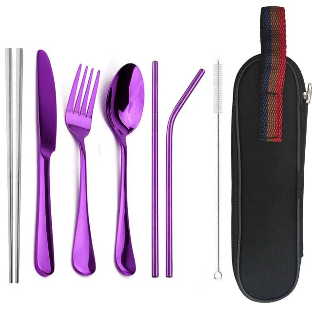 Eco-Friendly Cutlery Set Reusable Flatware with Portable Case