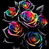 Diamond Painting -DIY Round Drill Rainbow Black Rose(40x40cm)