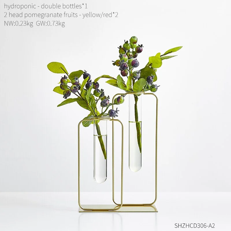 Creative Nordic Glass Flower Vase Home Decoration Modern Metal Hydroponics Table Vase Decor Wedding Decorative Accessories
