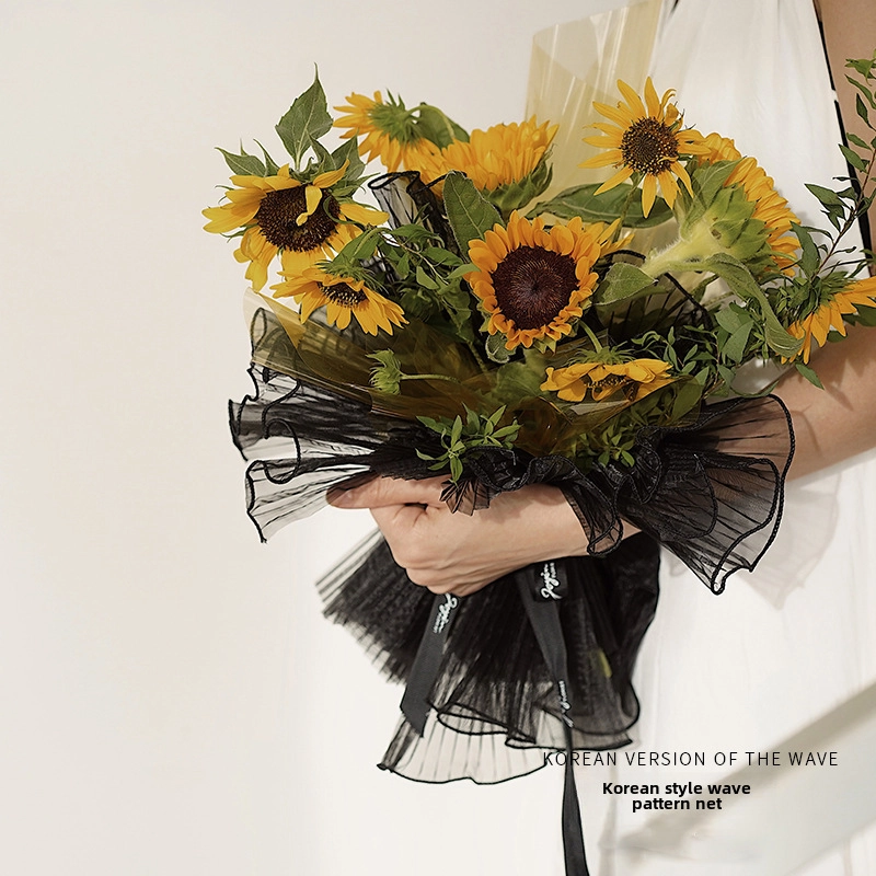 Pearl Spray Yarn Flower Packaging Bag Flower Yarn Bouquet Material Rose Mesh Flower Shop Material Wave Yarn4