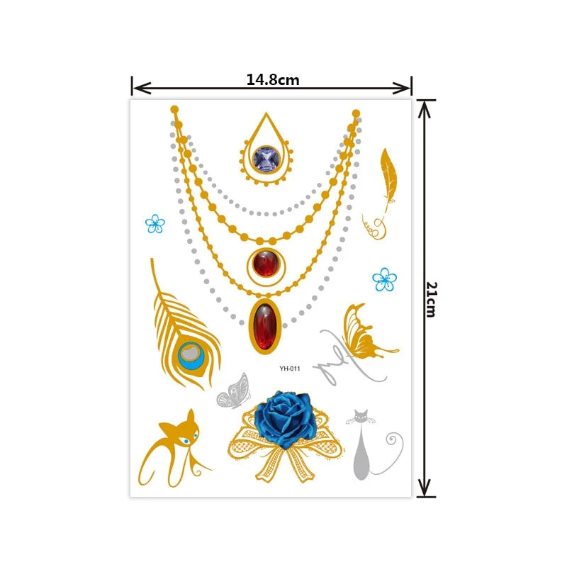 Hot bronzing tattoo stickers waterproof sweat not easy to smudge bronzing temporary tattoo stickers fashion tattoo stickers