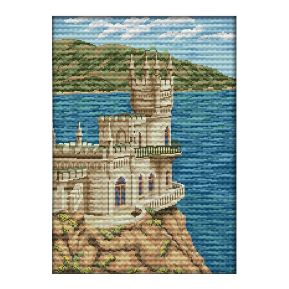 

Seaside church - 14CT Stamped Cross Stitch - 34*46cm, 501 Original