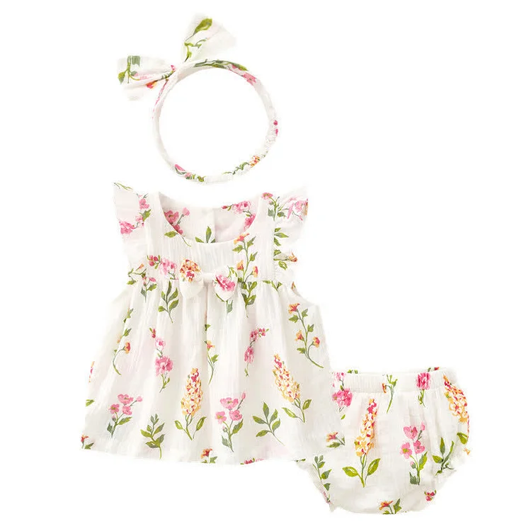 Baby Flower Blouse Bloomer and Headband Set