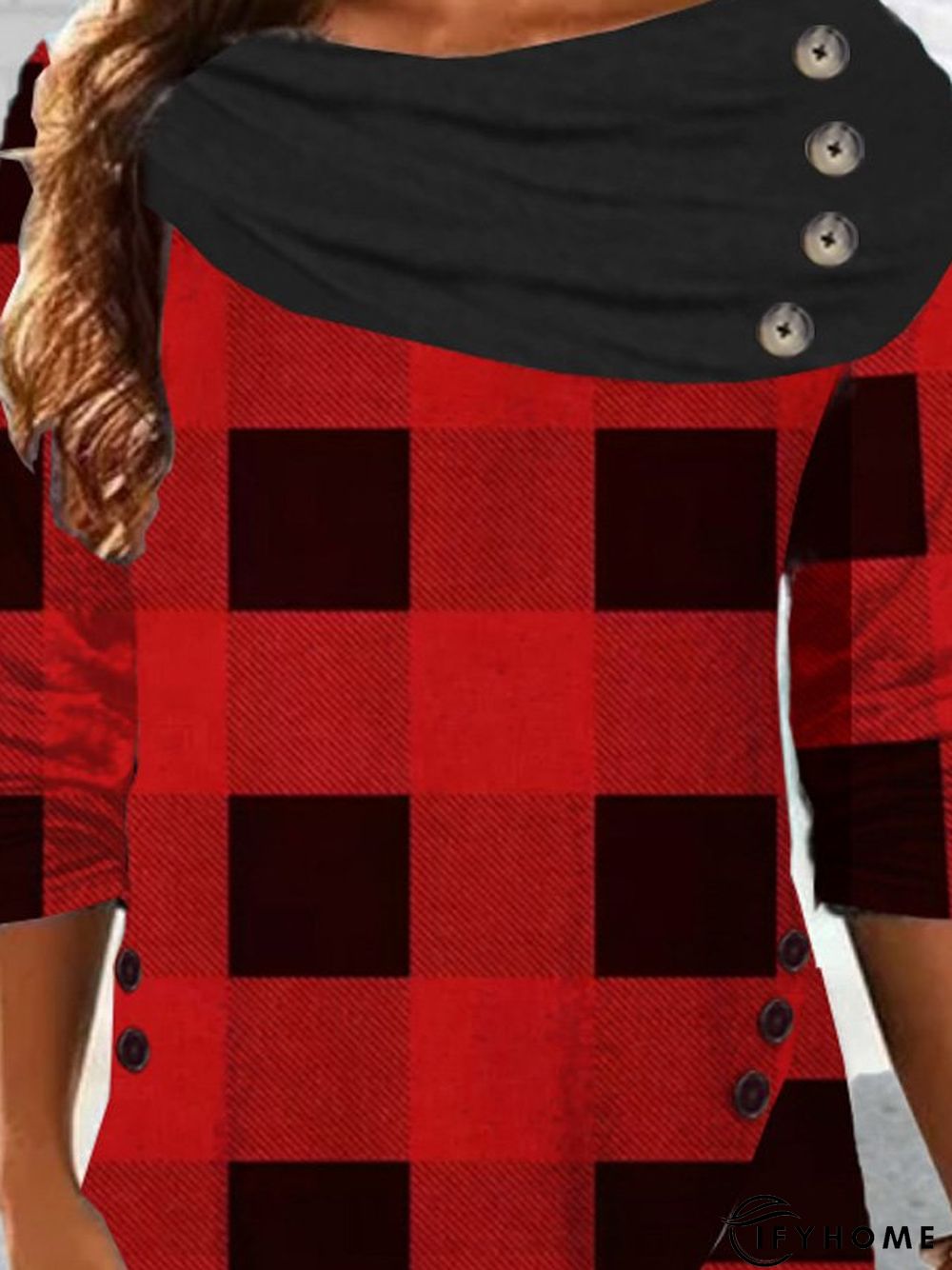 Grid Cowl Neck Casual shirt & Tunic Top | IFYHOME