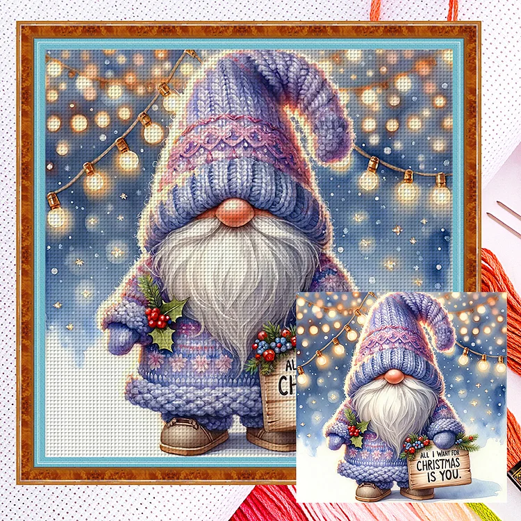 【Huacan Brand】Snow Christmas Gnome 11CT Counted Cross Stitch 40*40CM