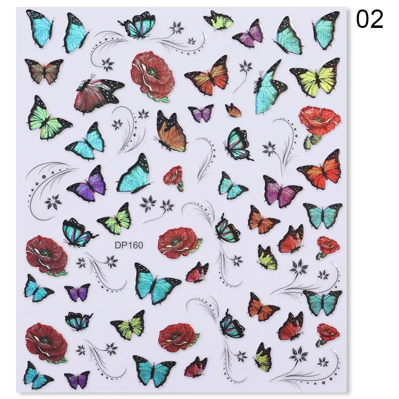 1 Sheet Nail Art 3D Nail Sticker Butterfly Colorful Nail Decals Fairy Tales Nail Transfer Decals Nail Decorations DIY Design